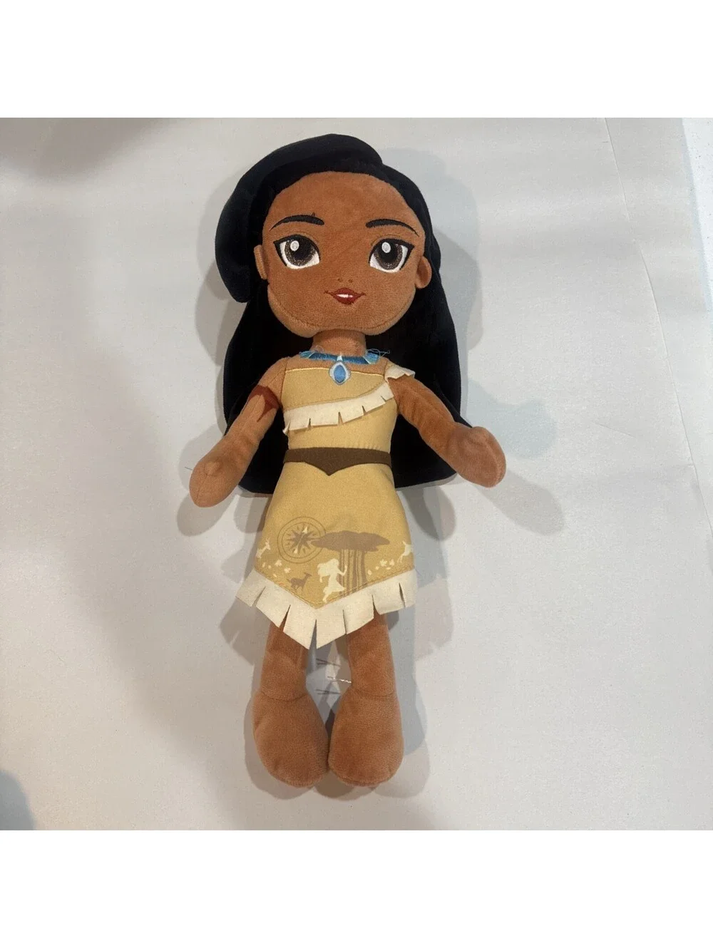 POCAHONTAS 13in Plush Soft DOLL Faux Suede Dress Princess Disney Store